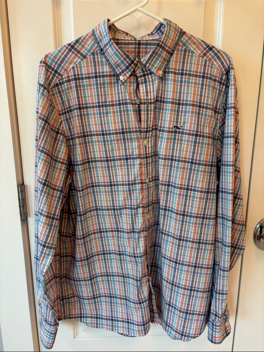 Vineyard Vines Men's Plaid Button-Down Performance Shirt - Blue, Coral, White